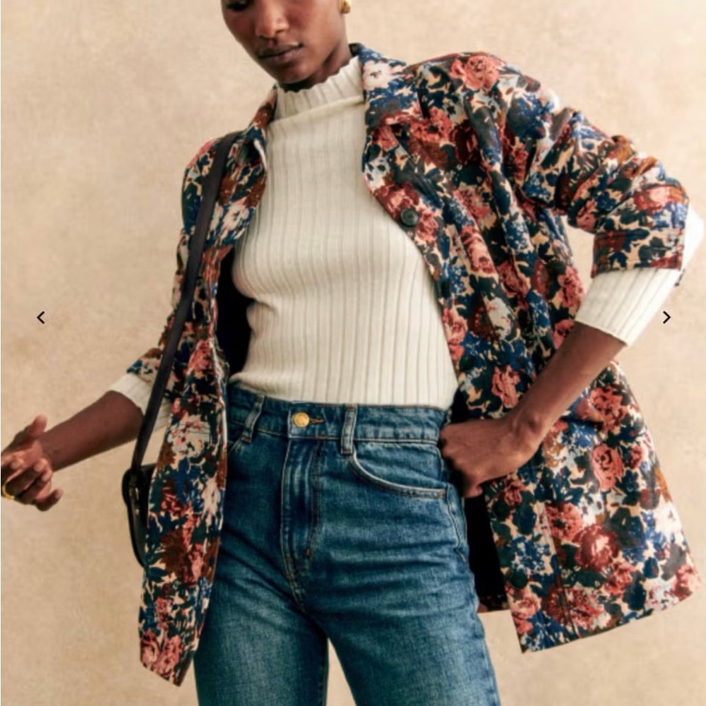 Sezane Will Jacket Jacquard October Roses - Size XS